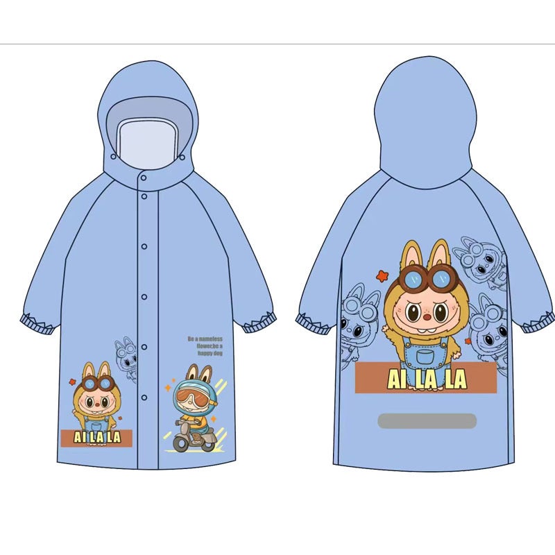 Children'S Full Body Primary And Secondary School Students Large Schoolbag Baby Poncho Thickened Tasteless Waterproof Kindergarten Raincoat - Image 2